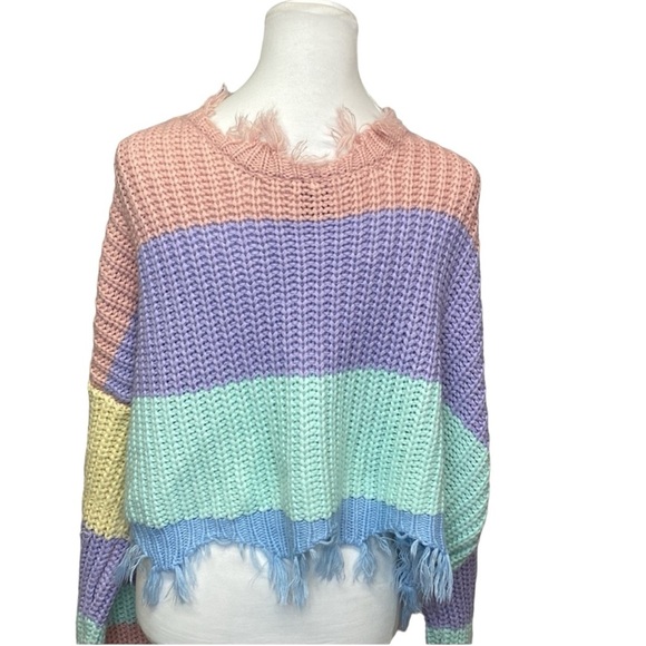Storia “Candy Land” Distressed Fringed Sweater - Picture 4 of 5